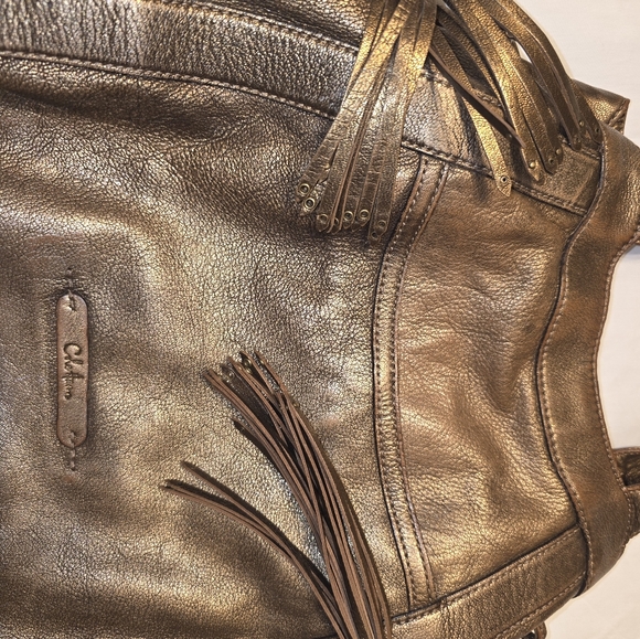 Cole Haan Metallic Bronze Leather Shoulder Bag - Picture 8 of 16